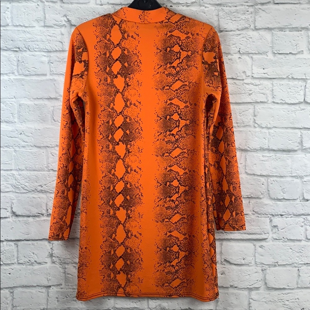 NWT Orange Snake Print High Neck Bodycon Dress - Picture 5 of 6